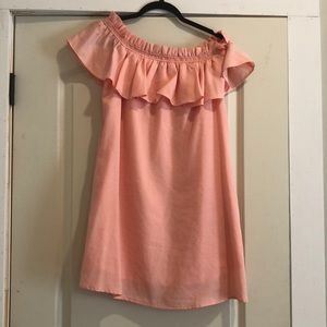 Pink ruffle sleeve dress